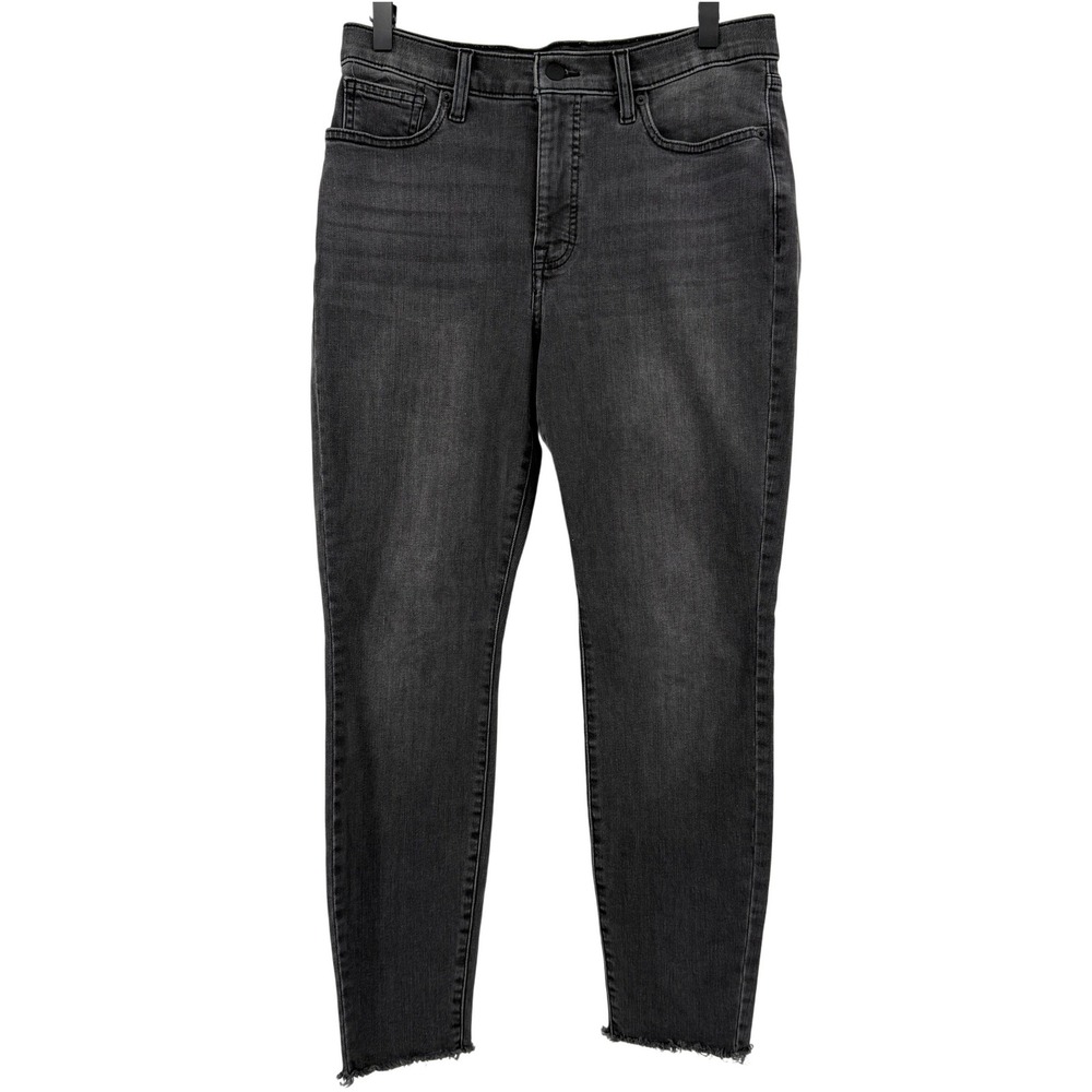 Lucky Brand Bridgette High Rise Skinny Jeans Black Denim Women 8/29 Frayed Hem